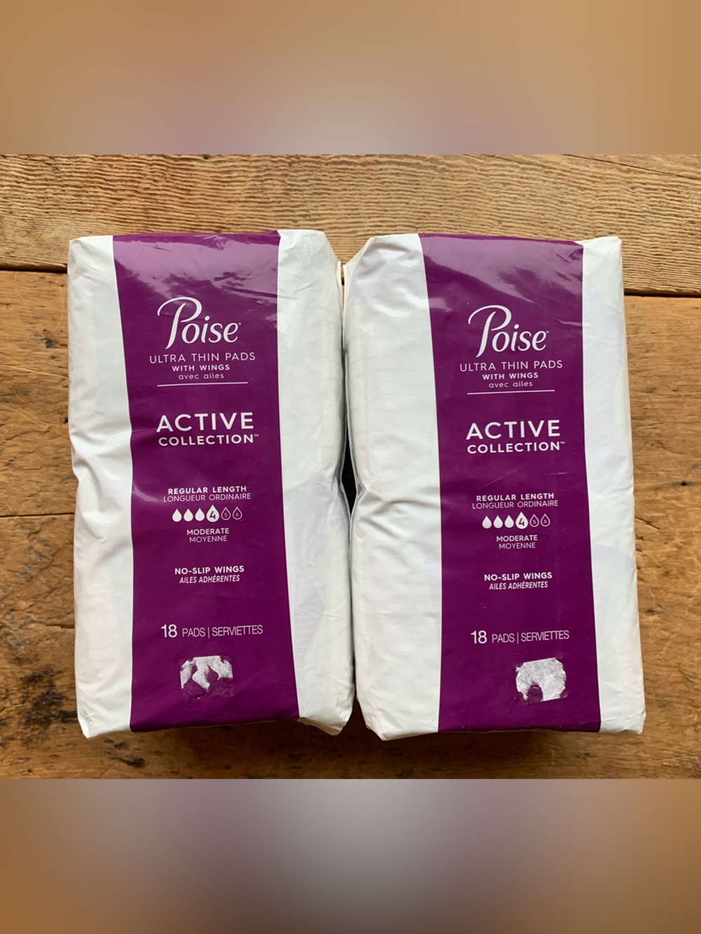 Poise Active Collection Ultra Thin Pads with Wings